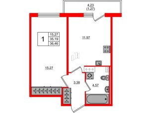 Квартира в ЖК Лампо, 1 комнатная, 35.4 м², 8 этаж