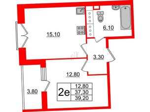 Квартира в ЖК Квартал Che, 1 комнатная, 39.4 м², 10 этаж