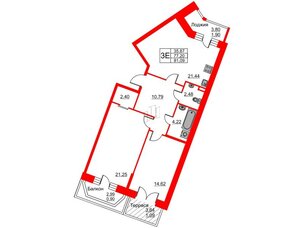 Квартира в ЖК Ariosto!, 2 комнатная, 81.09 м², 2 этаж
