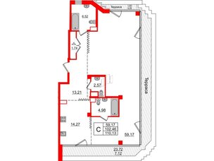 Квартира в ЖК Альтер, студия, 107.1 м², 11 этаж