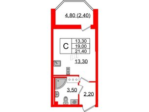 Квартира в ЖК Цивилизация на Неве, студия, 21.4 м², 6 этаж