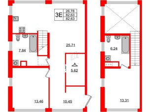 Квартира в ЖК Golden City, 2 комнатная, 82.63 м², 2 этаж