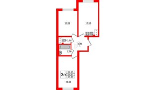 Квартира в ЖК 'Цветной город', 2 комнатная, 51.5 м², 12 этаж