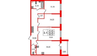 Квартира в ЖК «Солнечный город», 3 комнатная, 82.1 м², 1 этаж