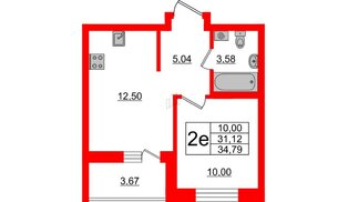 Квартира в ЖК ЦДС Новосаратовка «Город первых», 1 комнатная, 31.12 м², 18 этаж