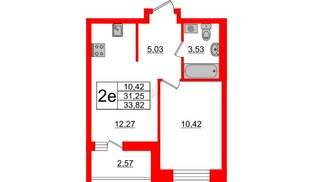 Квартира в ЖК ЦДС Новосаратовка «Город первых», 1 комнатная, 31.25 м², 22 этаж