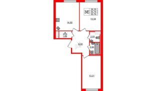 Квартира в ЖК ЦДС Новые горизонты, 2 комнатная, 55.78 м², 3 этаж