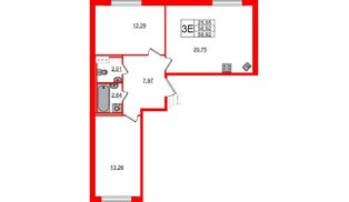 Квартира в ЖК ЦДС Новые горизонты, 2 комнатная, 58.92 м², 5 этаж