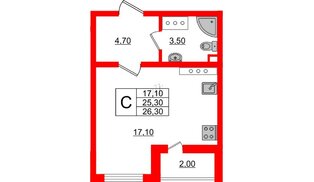 Квартира в ЖК 'Цветной город', студия, 26.1 м², 20 этаж