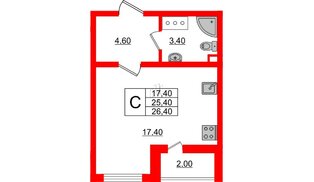 Квартира в ЖК 'Цветной город', студия, 26.5 м², 3 этаж