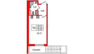 Квартира в ЖК «Чистое небо», студия, 27.7 м², 1 этаж