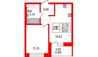 Квартира в ЖК Квартал Уютный, 1 комнатная, 35.61 м², 9 этаж