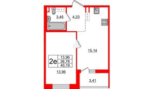 Квартира в ЖК «Черная Речка», 1 комнатная, 36.78 м², 10 этаж