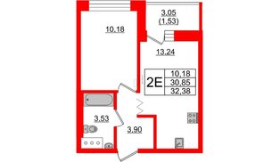 Квартира в ЖК Квартал Уютный, 1 комнатная, 32.38 м², 9 этаж