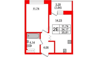 Квартира в ЖК Квартал Уютный, 1 комнатная, 35.61 м², 9 этаж