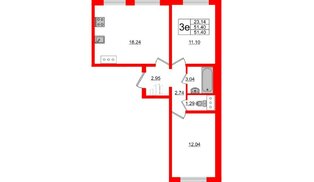 Квартира в ЖК 'Цветной город', 2 комнатная, 50.9 м², 7 этаж