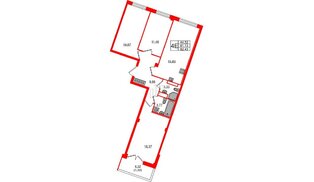 Квартира в ЖК Neva Residence, 3 комнатная, 83.1 м², 8 этаж