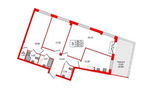 Квартира в ЖК Neva Residence, 3 комнатная, 107 м², 7 этаж