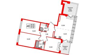 Квартира в ЖК Neva Residence, 3 комнатная, 87.06 м², 8 этаж