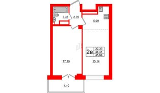Квартира в ЖК Neva Residence, 1 комнатная, 46.4 м², 8 этаж