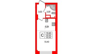Квартира в ЖК Neva Residence, студия, 22.52 м², 4 этаж