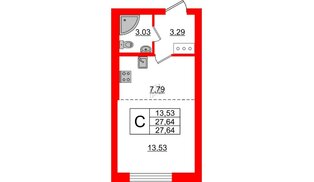 Квартира в ЖК Neva Residence, студия, 27.64 м², 4 этаж