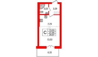 Квартира в ЖК Neva Residence, студия, 28.87 м², 6 этаж