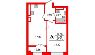 Квартира в ЖК Neva Residence, 1 комнатная, 40.6 м², 8 этаж