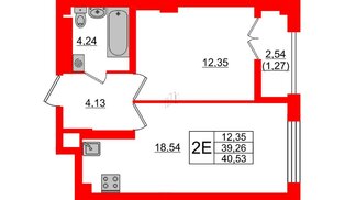 Квартира в ЖК Neva Residence, 1 комнатная, 40.8 м², 8 этаж