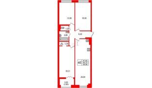 Квартира в ЖК Neva Residence, 3 комнатная, 90.7 м², 5 этаж