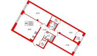 Квартира в ЖК Neva Residence, 3 комнатная, 108 м², 7 этаж