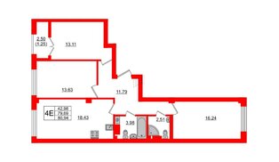 Квартира в ЖК Neva Residence, 3 комнатная, 80.8 м², 7 этаж