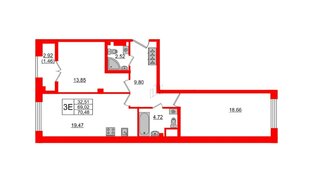 Квартира в ЖК Neva Residence, 2 комнатная, 70.5 м², 8 этаж