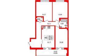 Квартира в ЖК Neva Residence, 3 комнатная, 87.7 м², 5 этаж