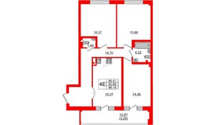 Квартира в ЖК Neva Residence, 3 комнатная, 87.7 м², 6 этаж