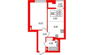Квартира в ЖК Neva Residence, 1 комнатная, 40.9 м², 7 этаж