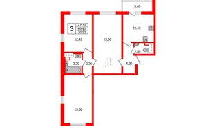 Квартира в ЖК 'Цивилизация', 3 комнатная, 70.9 м², 18 этаж