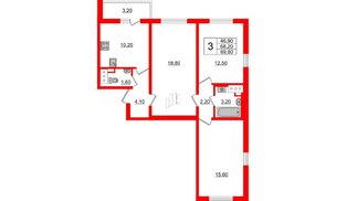 Квартира в ЖК 'Цивилизация', 3 комнатная, 69.8 м², 7 этаж