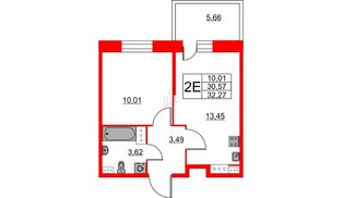 Квартира в ЖК Аквилон Stories, 1 комнатная, 32.27 м², 7 этаж