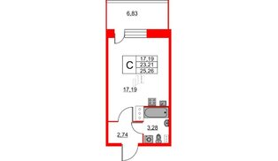 Квартира в ЖК Аквилон Stories, студия, 25.26 м², 3 этаж