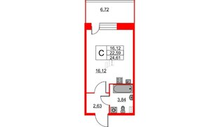 Квартира в ЖК Аквилон Stories, студия, 24.61 м², 2 этаж