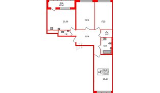 Квартира в ЖК 'Фамилия', 3 комнатная, 109.66 м², 7 этаж