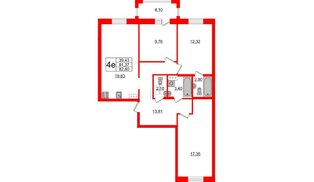 Квартира в ЖК ID Парк Победы, 3 комнатная, 82.6 м², 6 этаж