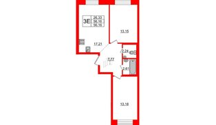 Квартира в ЖК «Северный», 2 комнатная, 56.16 м², 1 этаж