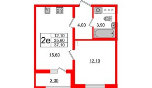 Квартира в ЖК 'Цивилизация', 1 комнатная, 37.1 м², 24 этаж