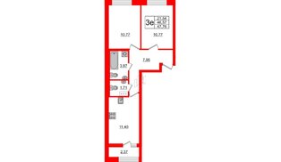 Квартира в ЖК БелАРТ, 2 комнатная, 47.76 м², 12 этаж