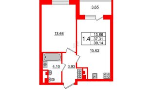 Квартира в ЖК Зеленый квартал на Пулковских высотах, 1 комнатная, 37.31 м², 3 этаж