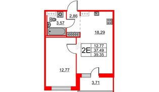 Квартира в ЖК ID Мурино 2, 1 комнатная, 39.35 м², 5 этаж