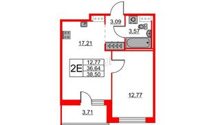 Квартира в ЖК ID Мурино 2, 1 комнатная, 38.5 м², 4 этаж