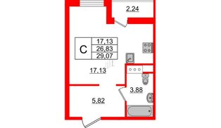 Квартира в ЖК ЦДС Новые горизонты-2, студия, 26.8 м², 4 этаж